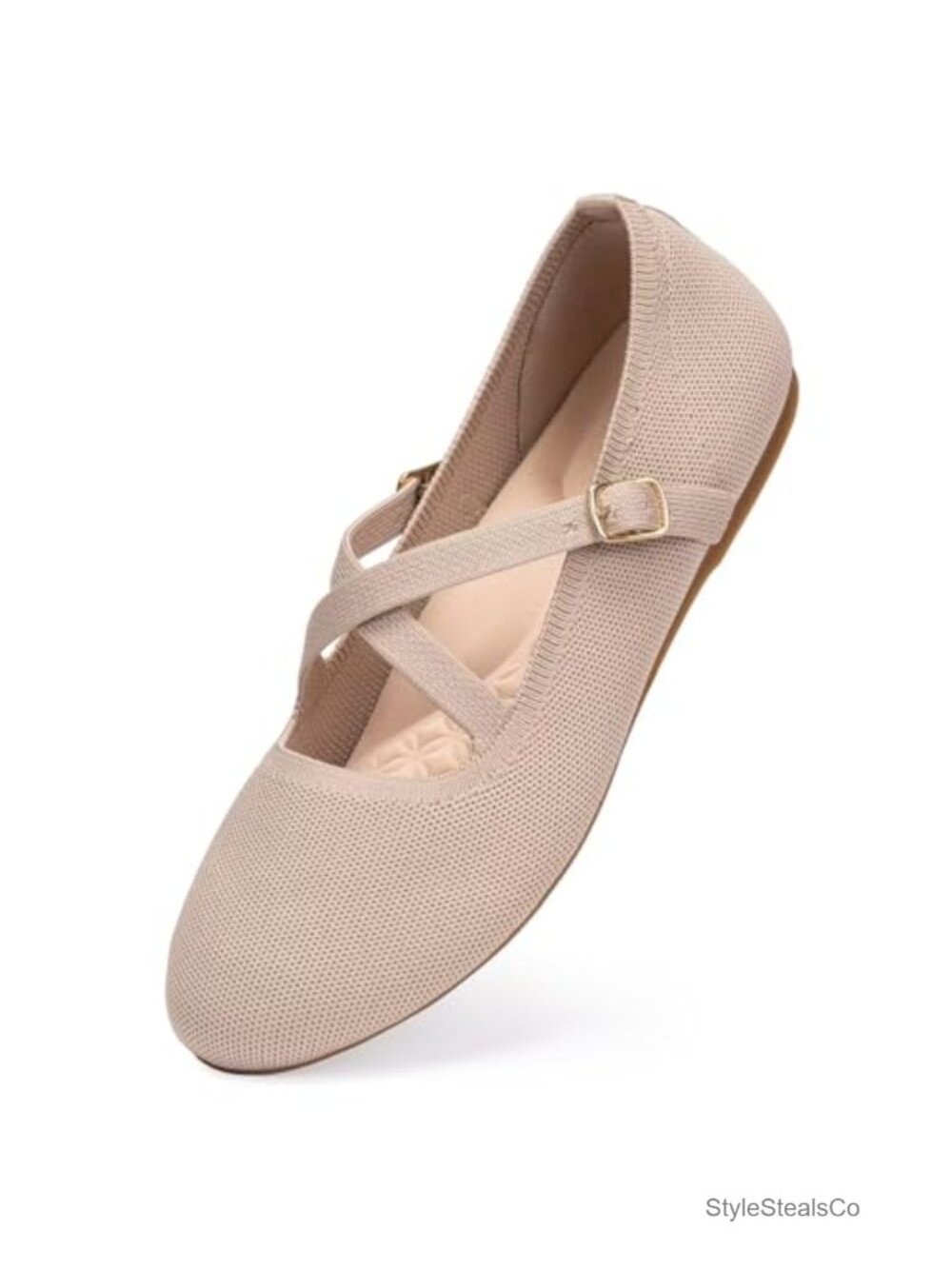 Women's Mary Jane Flats Knit Ballet Criss Cross Ankle Strap Flat Shoes